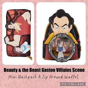 LOUNGEFLY Beauty & the Beast Gaston Backpack & Wallet